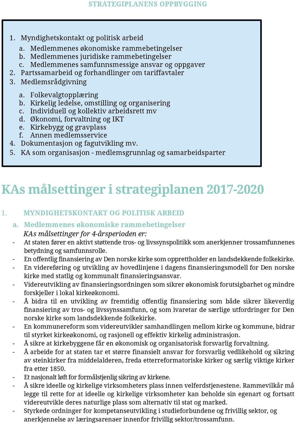 Individuell og kollektiv arbeidsrett mv d. Økonomi, forvaltning og IKT e. Kirkebygg og gravplass f. Annen medlemsservice 4. Dokumentasjon og fagutvikling mv. 5.