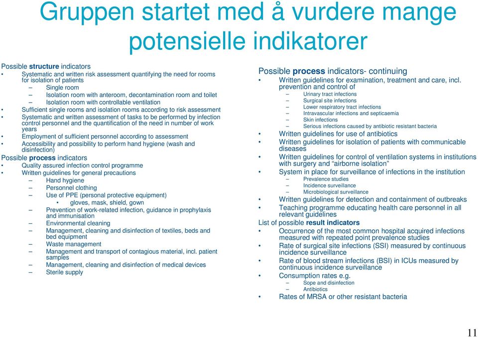 written assessment of tasks to be performed by infection control personnel and the quantification of the need in number of work years Employment of sufficient personnel according to assessment