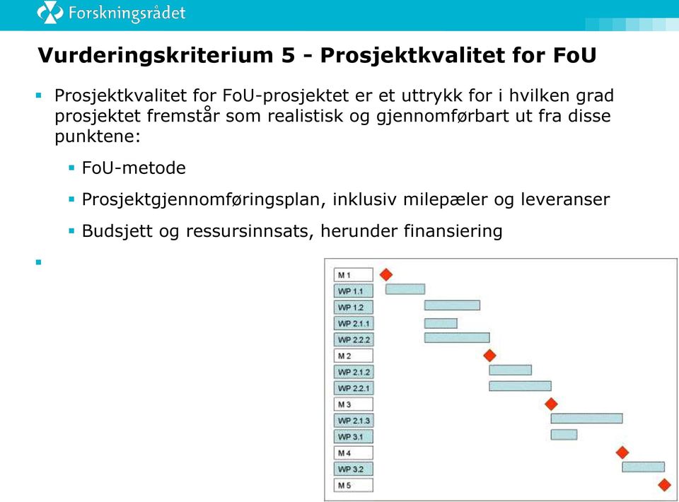 realistisk og gjennomførbart ut fra disse punktene: FoU-metode