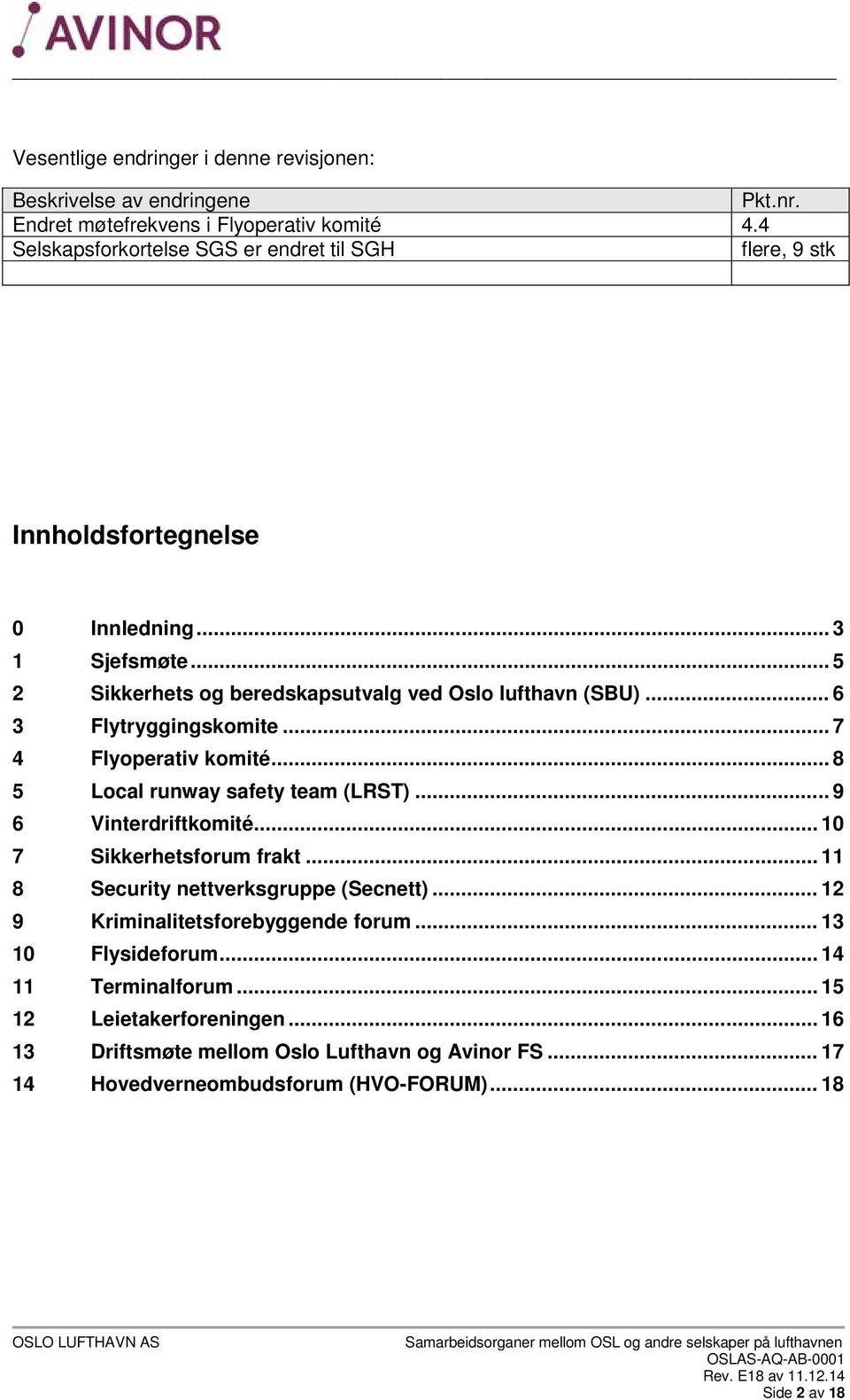 .. 6 3 Flytryggingskomite... 7 4 Flyoperativ komité... 8 5 Local runway safety team (LRST)... 9 6 Vinterdriftkomité... 10 7 Sikkerhetsforum frakt.