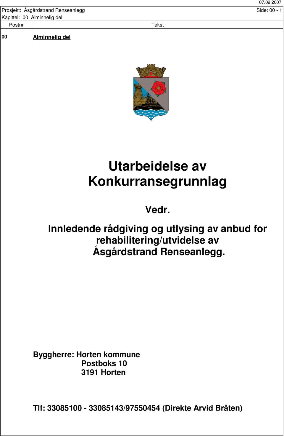 Innledende rådgiving og utlysing av anbud for rehabilitering/utvidelse av Åsgårdstrand