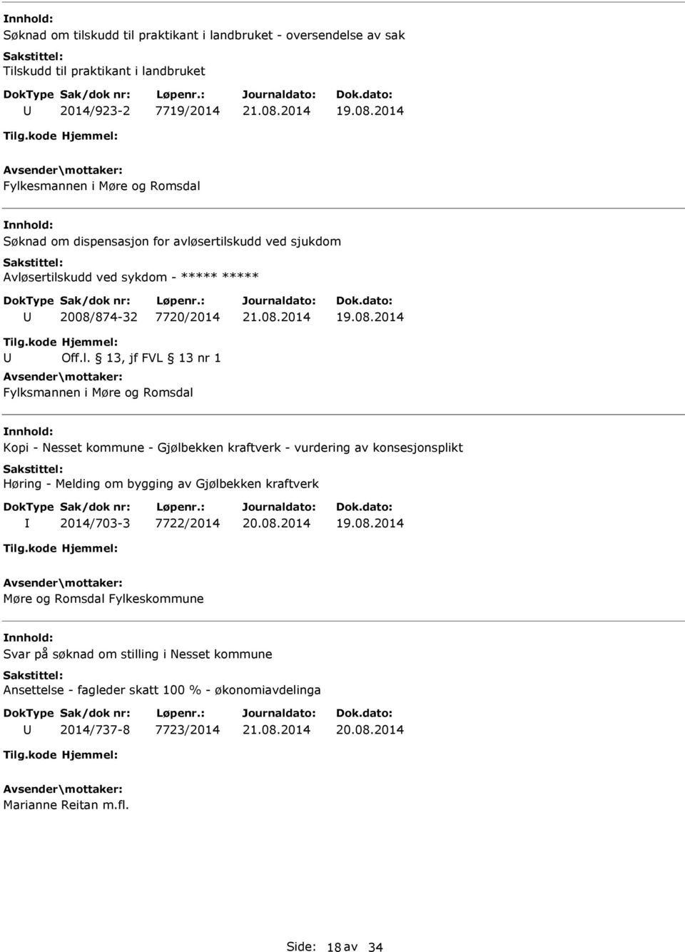 Nesset kommune - Gjølbekken kraftverk - vurdering av konsesjonsplikt Høring - Melding om bygging av Gjølbekken kraftverk 2014/703-3 7722/2014 Møre og Romsdal