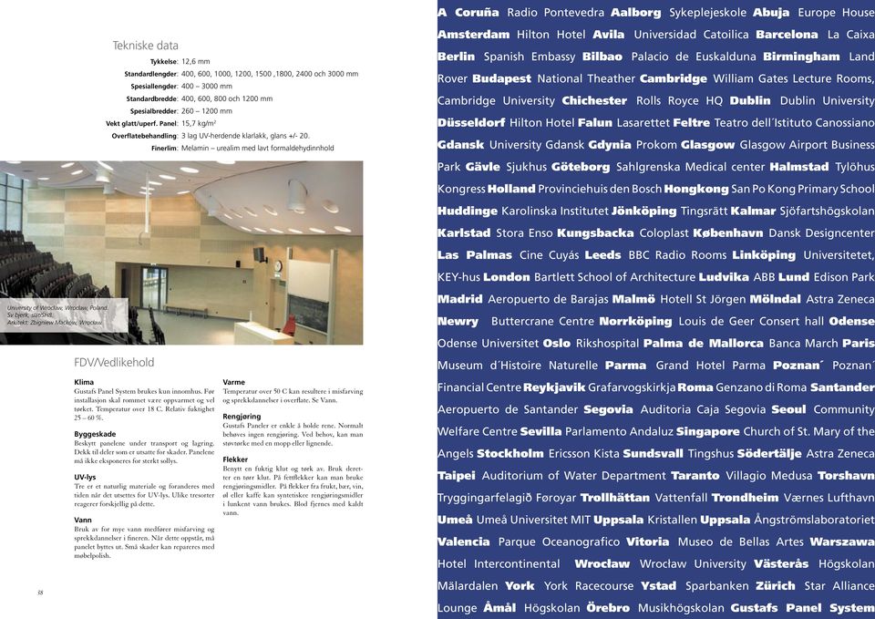 Finerlim: Melamin urealim med lavt formaldehydinnhold msterdam Hilton Hotel vila Universidad Catoilica Barcelona La Caixa Berlin Spanish Embassy Bilbao Palacio de Euskalduna Birmingham Land Rover