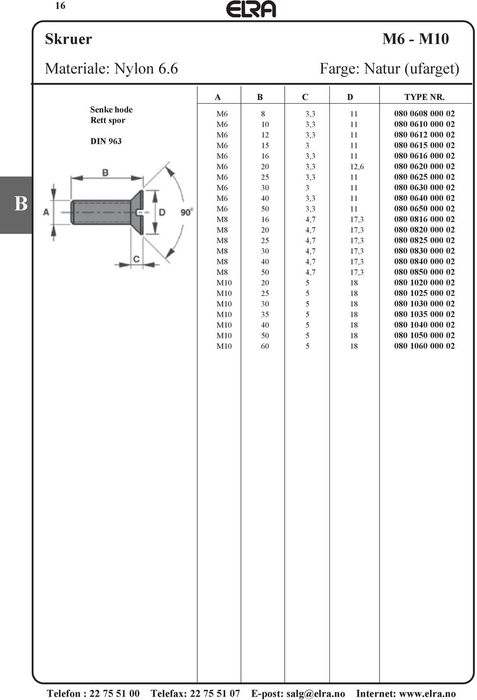 0625 000 02 M6 30 3 11 080 0630 000 02 M6 40 3,3 11 080 0640 000 02 M6 50 3,3 11 080 0650 000 02 M8 16 4,7 17,3 080 0816 000 02 M8 20 4,7 17,3 080 0820 000 02 M8 25 4,7 17,3 080 0825 000 02 M8