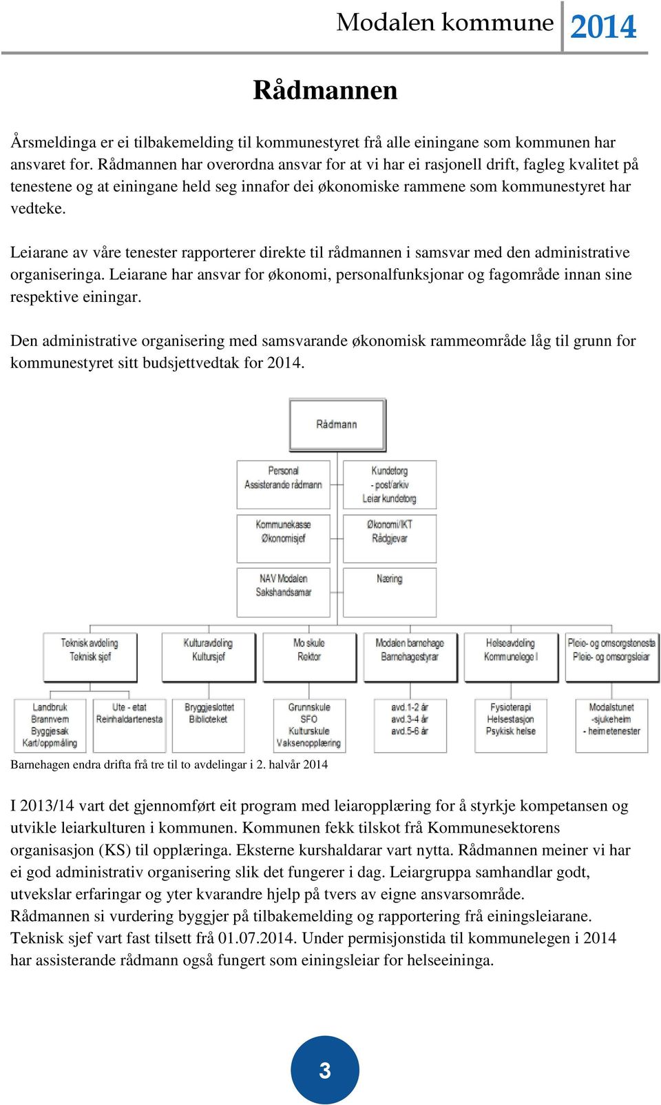 Leiarane av våre tenester rapporterer direkte til rådmannen i samsvar med den administrative organiseringa.