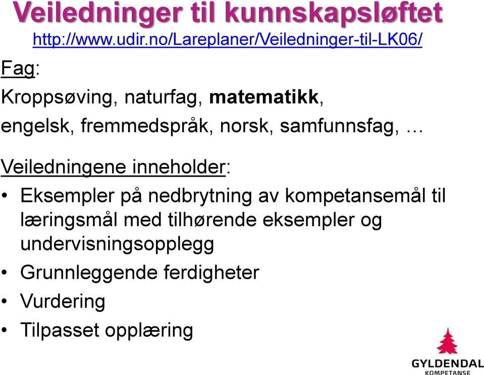 fremmedspråk, norsk, samfunnsfag, Veiledningene inneholder: Eksempler på nedbrytning av