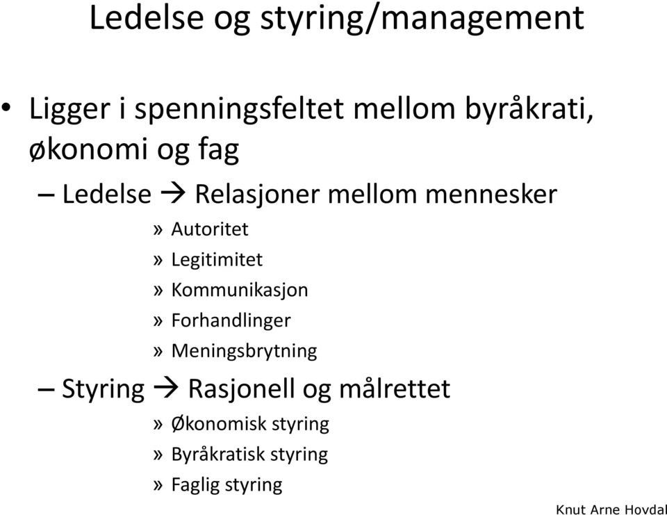 Legitimitet» Kommunikasjon» Forhandlinger» Meningsbrytning Styring