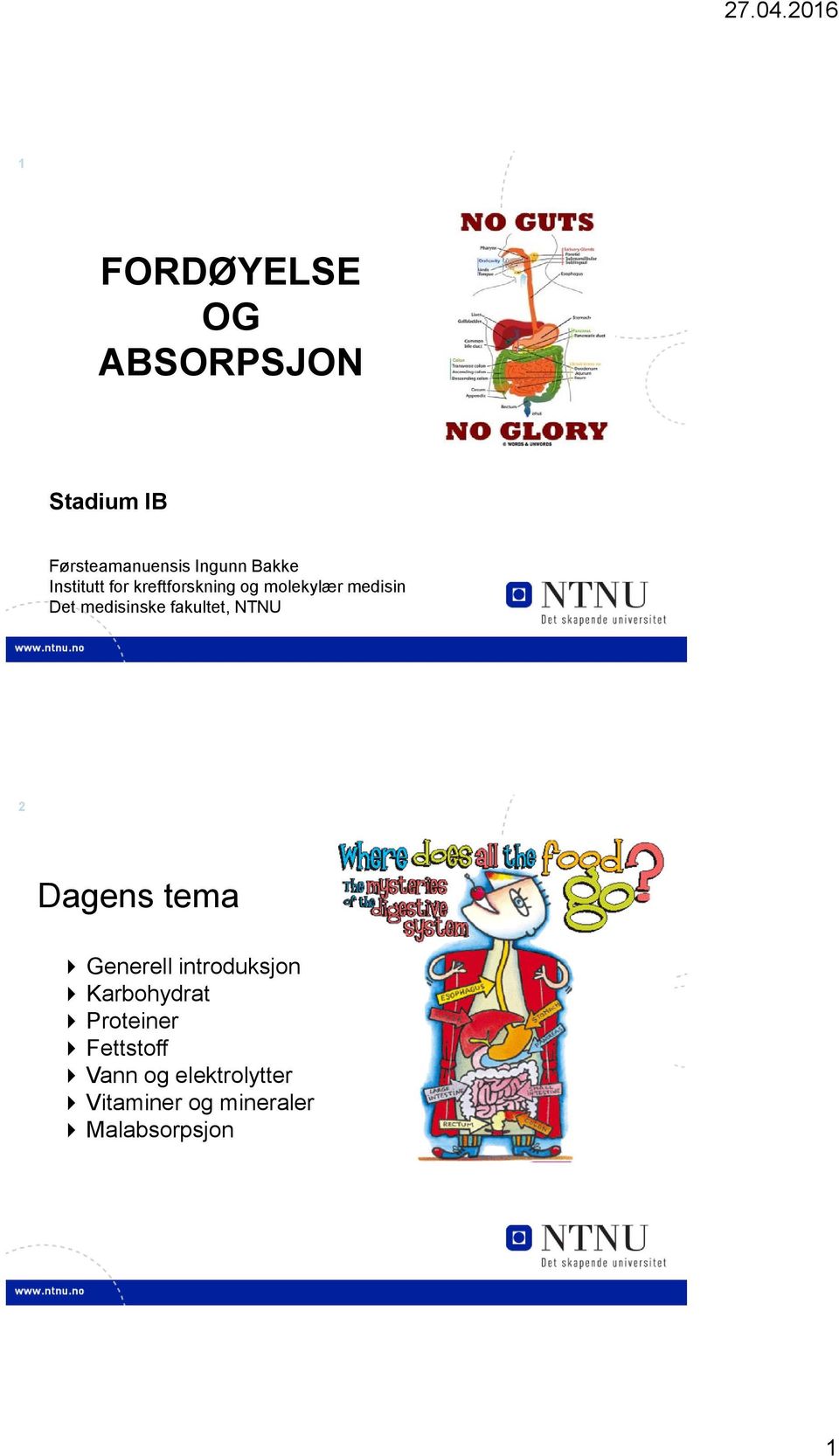 fakultet, NTNU 2 Dagens tema Generell introduksjon Karbohydrat