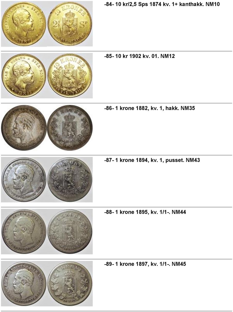 NM12-86- 1 krone 1882, kv. 1, hakk.