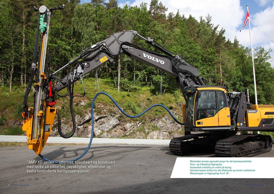 Vann- og luftspyling tilgjengelig. Automatisk innstilling av vinkel på boring.