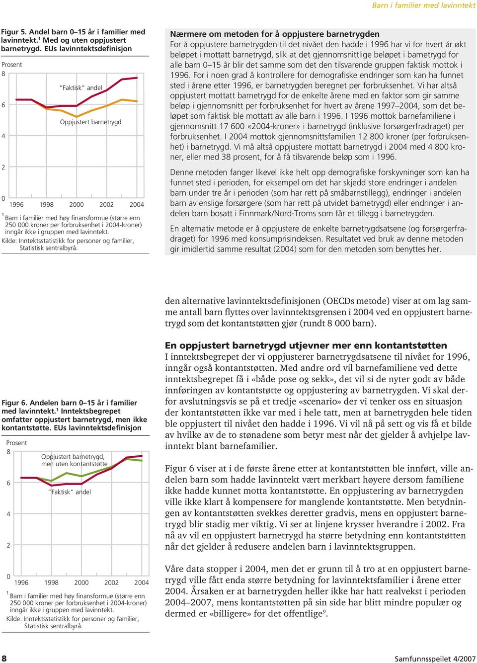 Nærmere om metoden for å oppjustere barnetrygden For å oppjustere barnetrygden til det nivået den hadde i 99 har vi for hvert år økt beløpet i mottatt barnetrygd, slik at det gjennomsnittlige beløpet