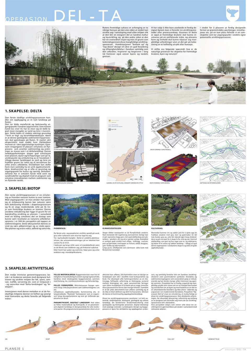 Kombinasjonen bottom up og top down design vil sikre en god forankring og tilhørighetsfølelse i Sandnes samtidig som den utfordrer, inspirerer og begeistrer i lang tid fremover også utover byens og