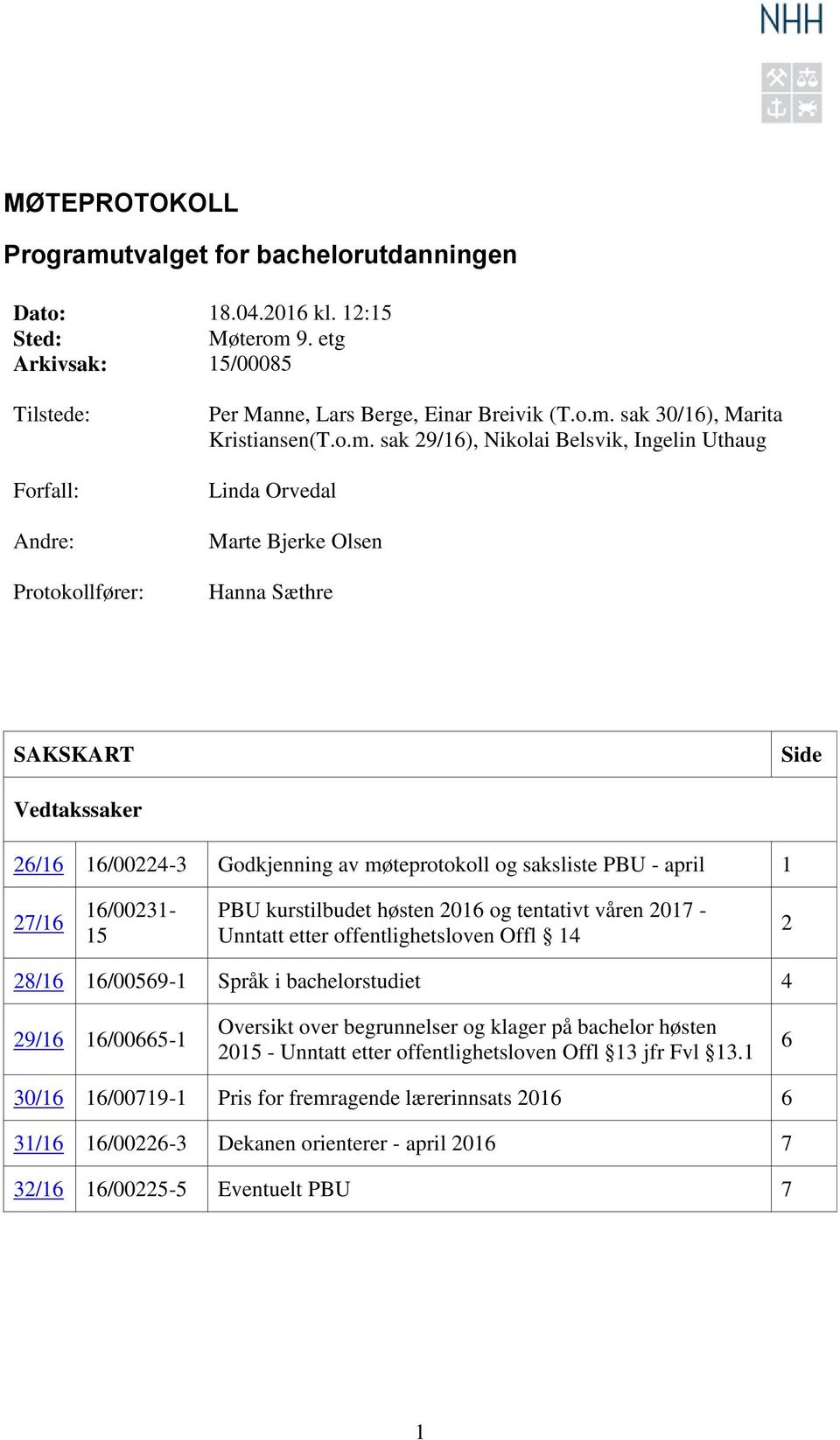 sak 30/16), Marita Kristiansen(T.o.m.