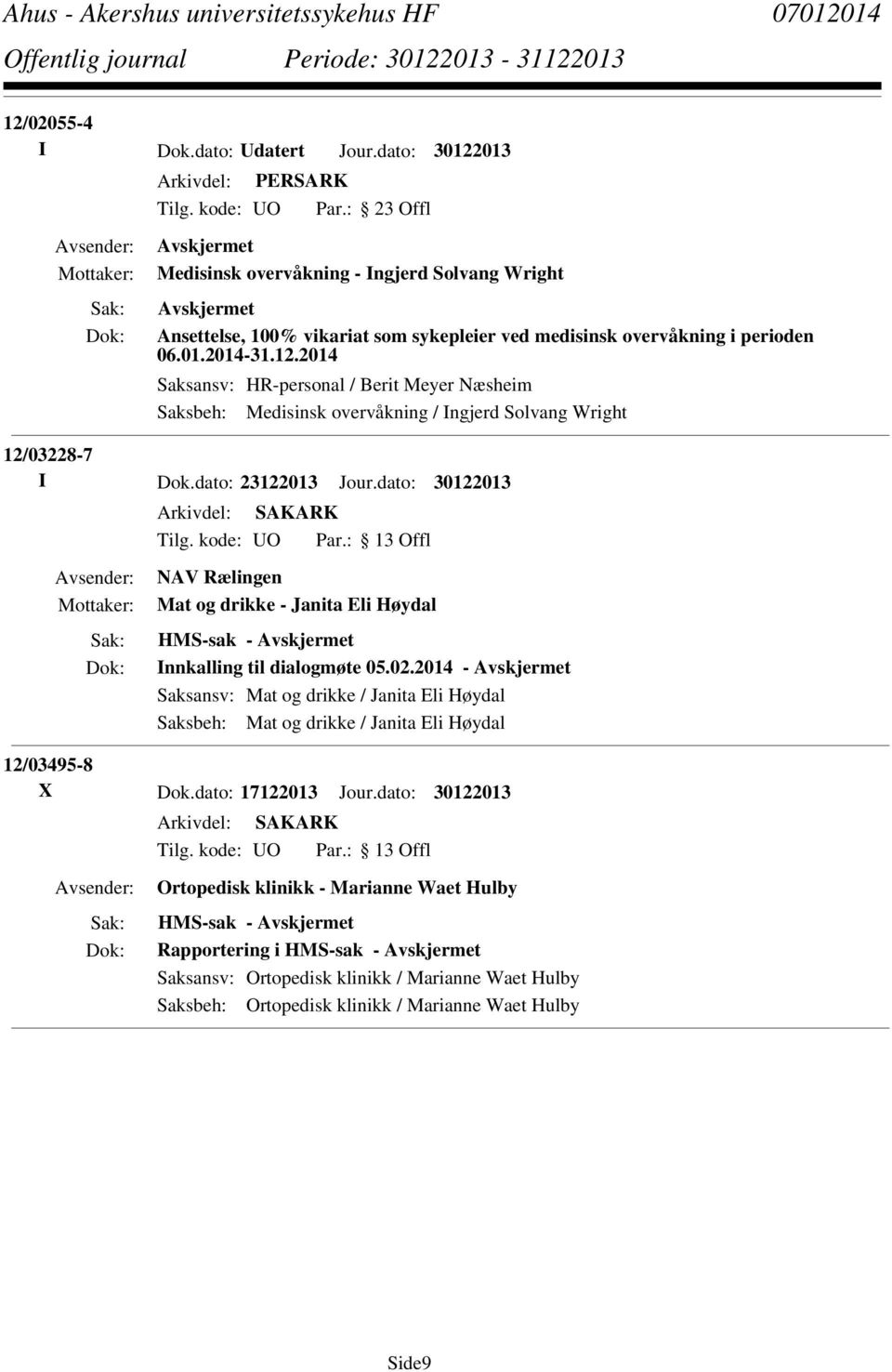 dato: 30122013 NAV Rælingen Mat og drikke - Janita Eli Høydal HMS-sak - Innkalling til dialogmøte 05.02.