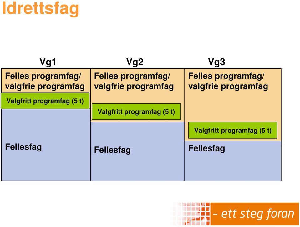 Felles programfag/ valgfrie programfag Valgfritt programfag (5 t)
