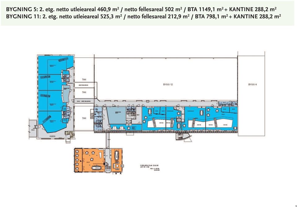 / BTA 1149,1 m 2 + KANTINE 288,2 m 2 BYGNING 11: 2. etg.