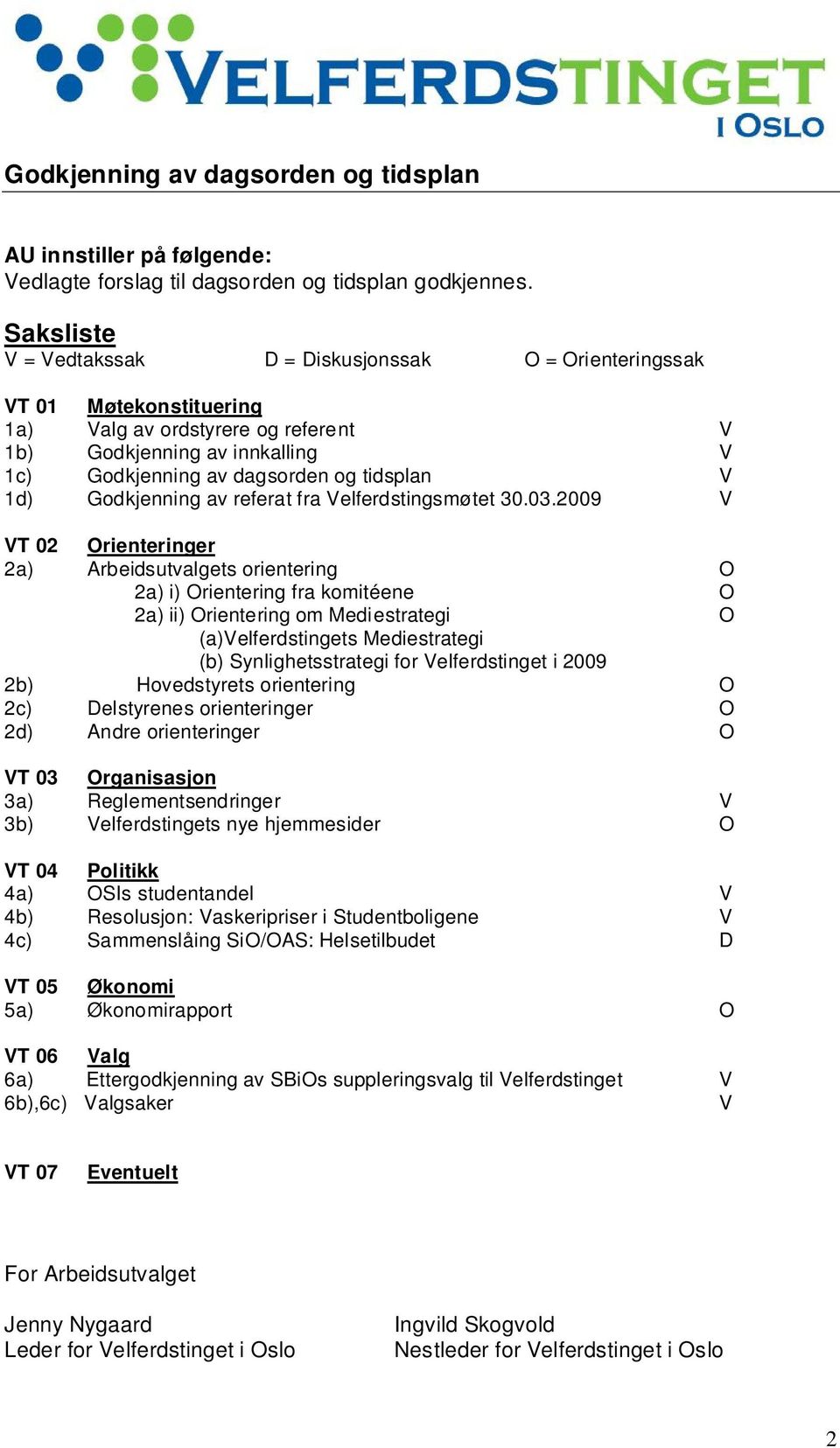 1d) Godkjenning av referat fra Velferdstingsmøtet 30.03.