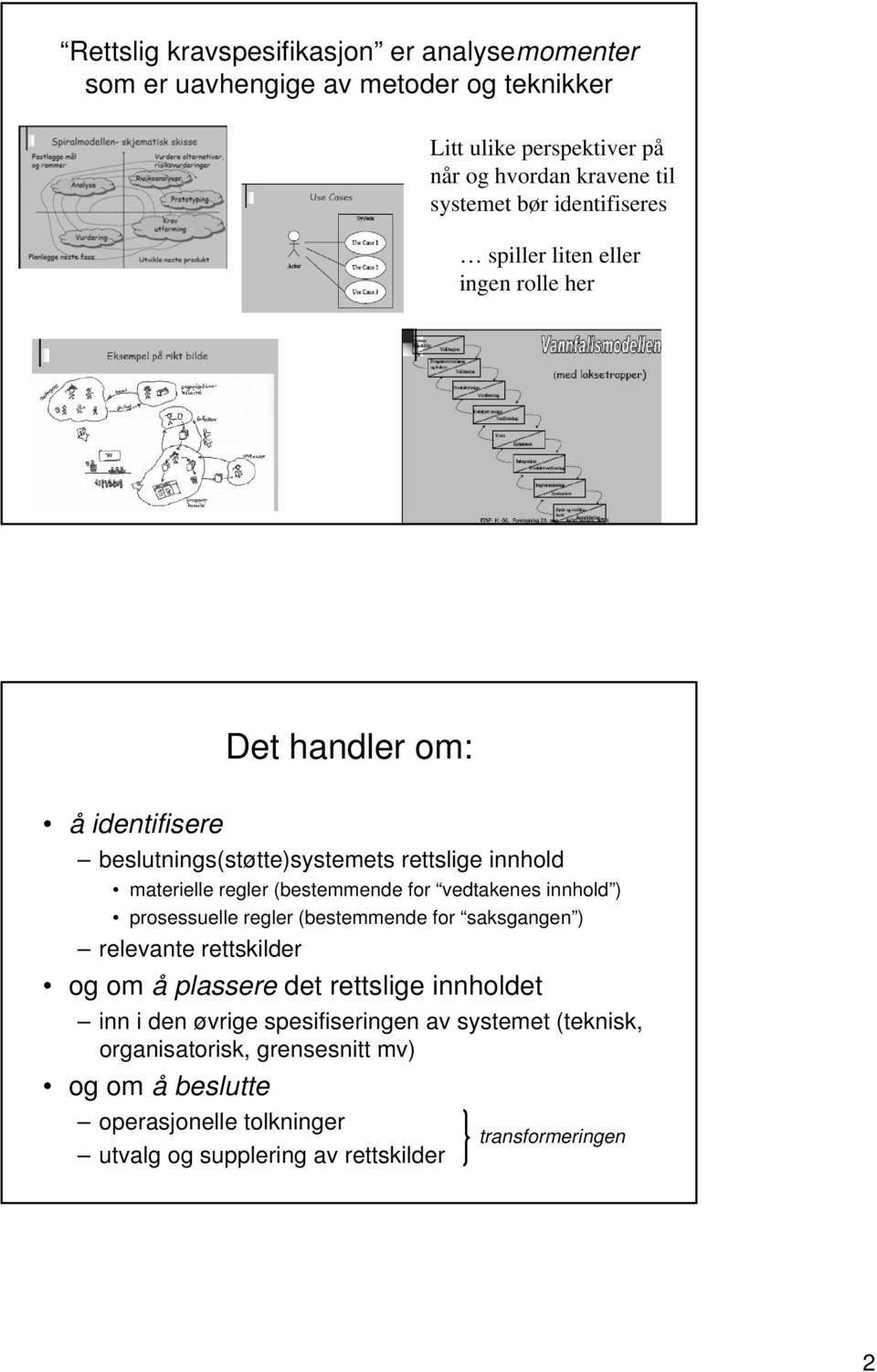 for vedtakenes innhold ) prosessuelle regler (bestemmende for saksgangen ) relevante rettskilder og om å plassere det rettslige innholdet inn i den øvrige