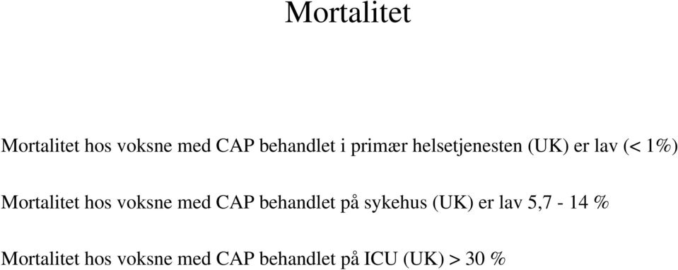 voksne med CAP behandlet på sykehus (UK) er lav 5,7-14