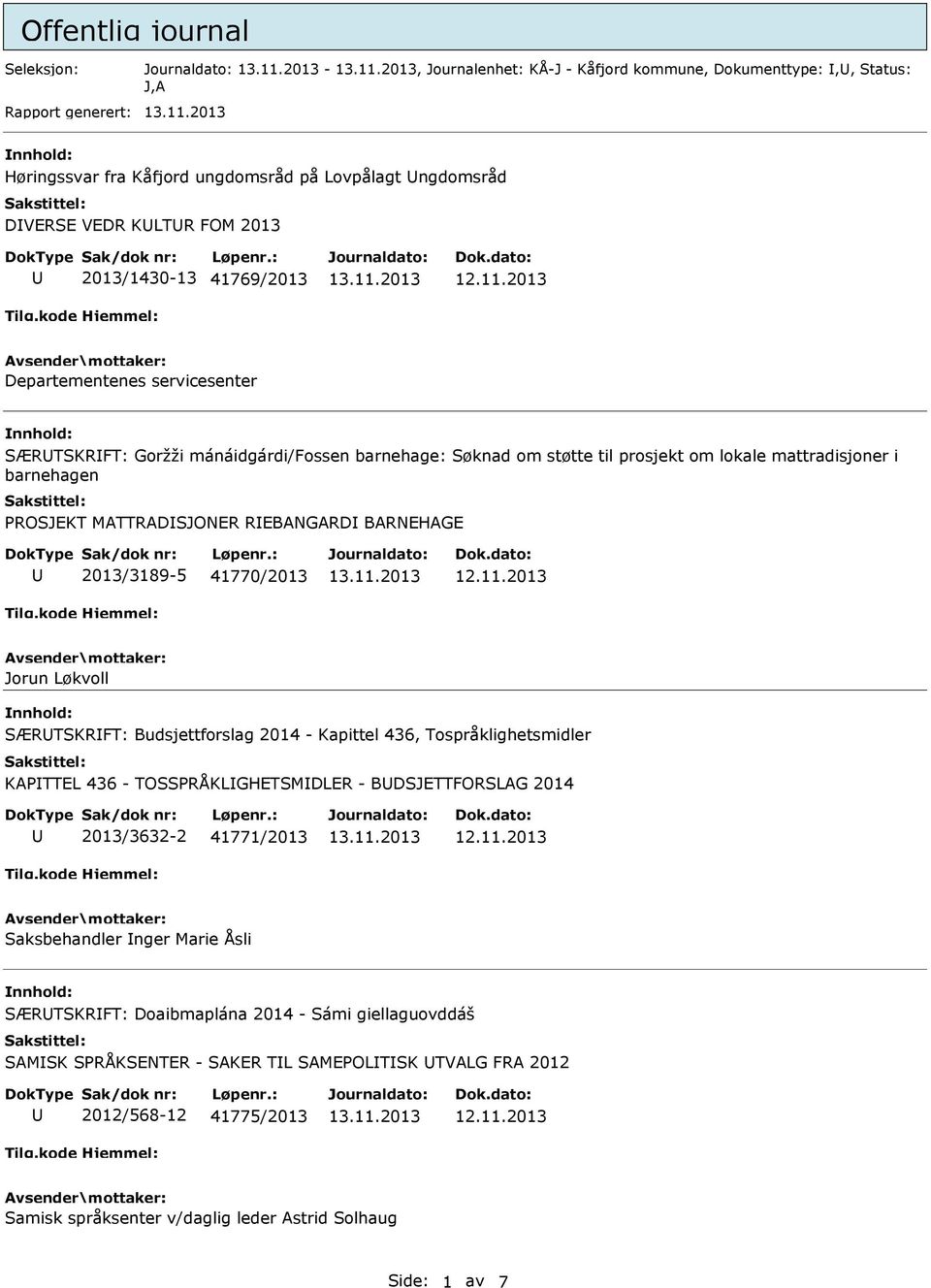 REBANGARD BARNEHAGE 2013/3189-5 41770/2013 Jorun Løkvoll SÆRTSKRFT: Budsjettforslag 2014 - Kapittel 436, Tospråklighetsmidler KAPTTEL 436 - TOSSPRÅKLGHETSMDLER - BDSJETTFORSLAG 2014 2013/3632-2