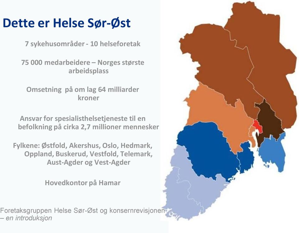 millioner mennesker Fylkene: Østfold, Akershus, Oslo, Hedmark, Oppland, Buskerud, Vestfold, Telemark,