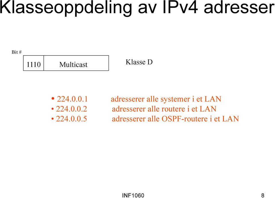 0.1 224.0.0.2 224.0.0.5 adresserer alle systemer i