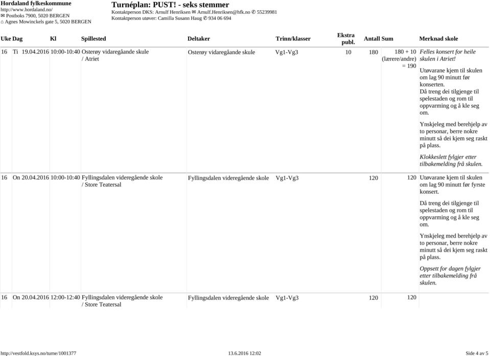 04.2016 12:00 12:40 Fyllingsdalen videregående skole / Store Teatersal Fyllingsdalen videregående skole Vg1-Vg3 120 120 Fyllingsdalen