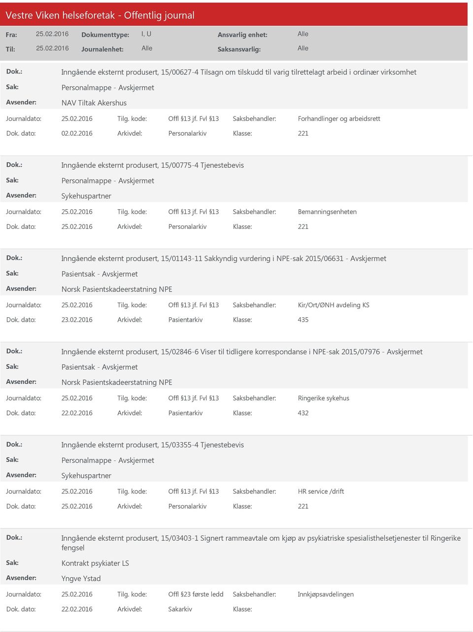 dato: Arkivdel: Personalarkiv Inngående eksternt produsert, 15/01143-11 Sakkyndig vurdering i NPE-sak 2015/06631 - Pasientsak - Norsk Pasientskadeerstatning NPE Kir/Ort/ØNH avdeling KS Dok. dato: 23.