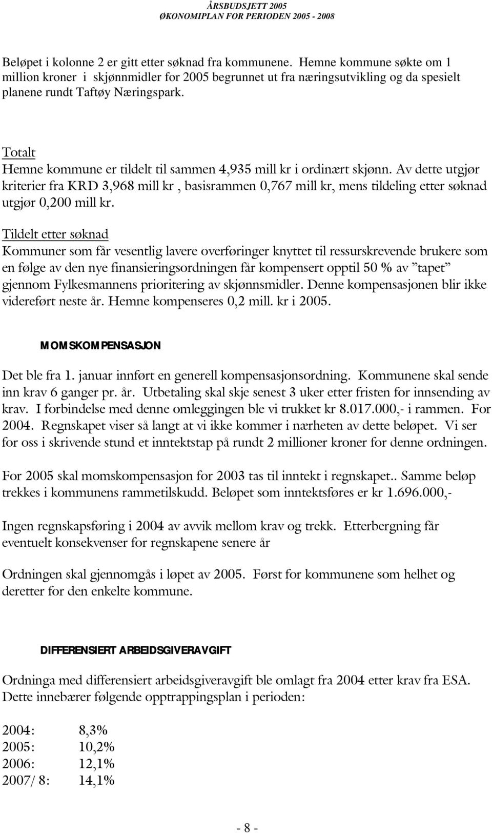 Totalt Hemne kommune er tildelt til sammen 4,935 mill kr i ordinært skjønn.