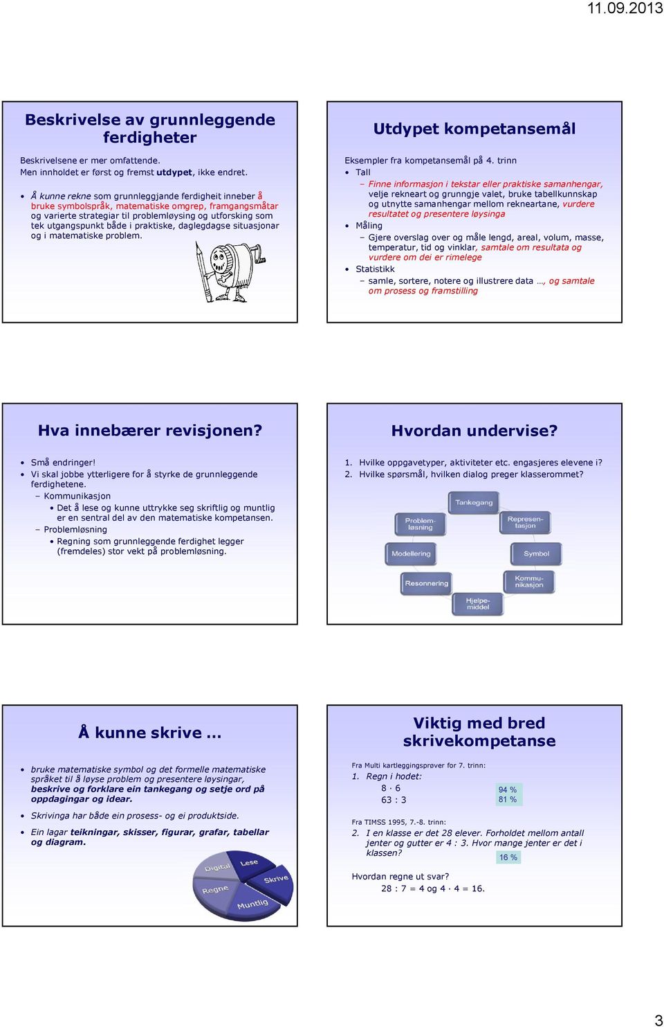 praktiske, daglegdagse situasjonar og i matematiske problem. Utdypet kompetansemål Eksempler fra kompetansemål på 4.