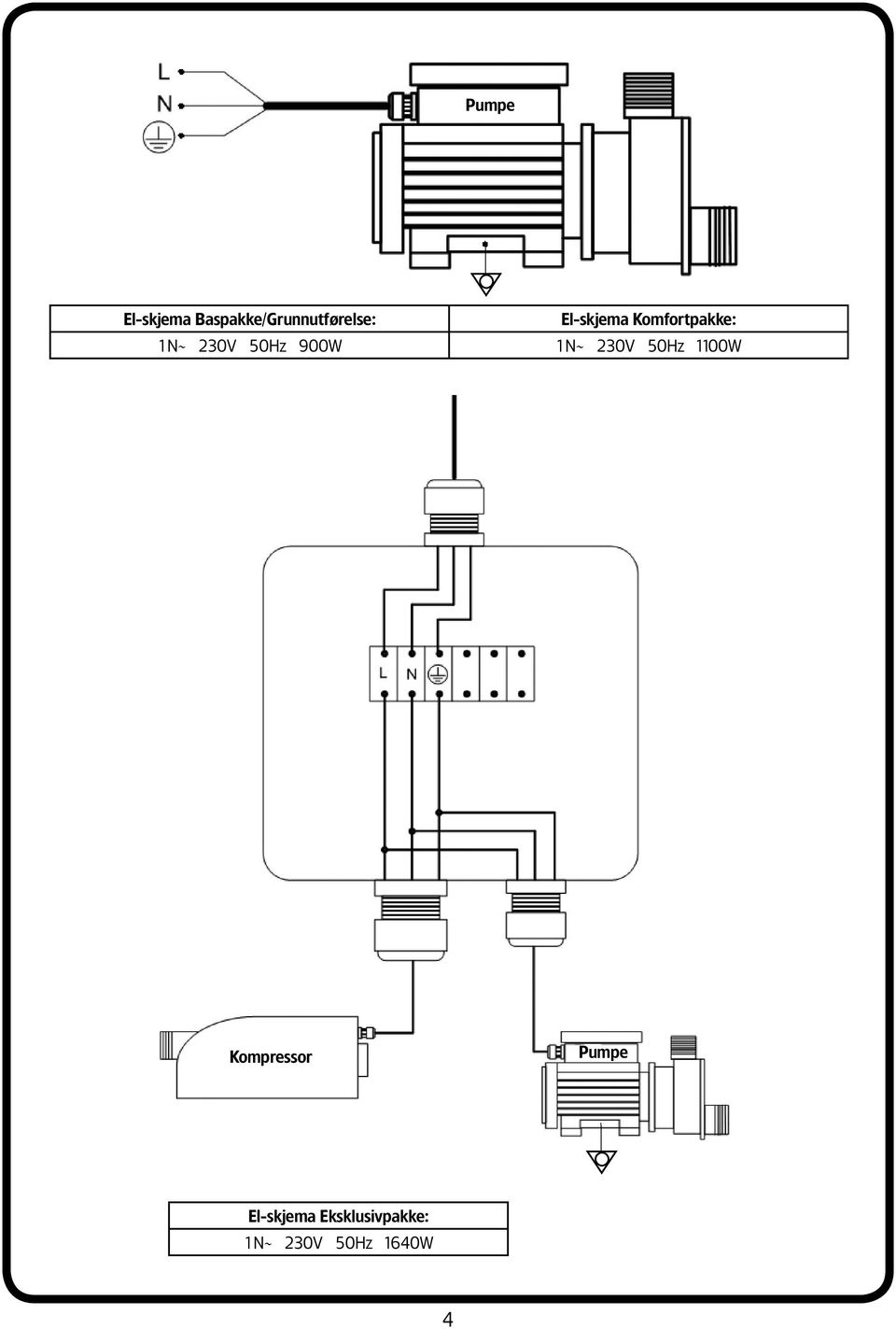 900W 1N~ 230V 50Hz 1100W Kompressor Pumpe