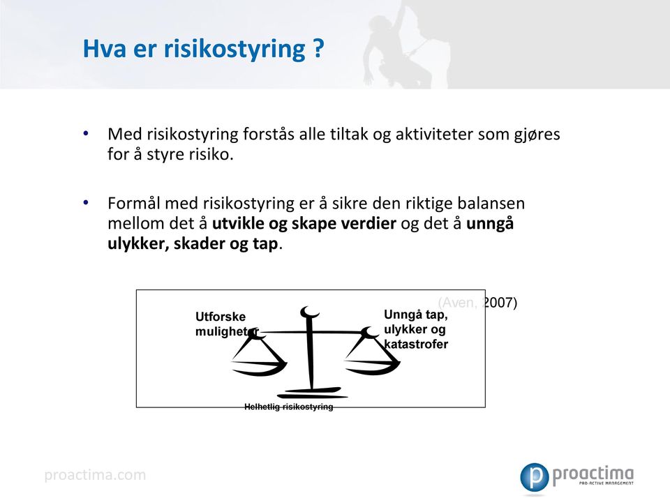 Formål med risikostyring er å sikre den riktige balansen mellom det å utvikle og