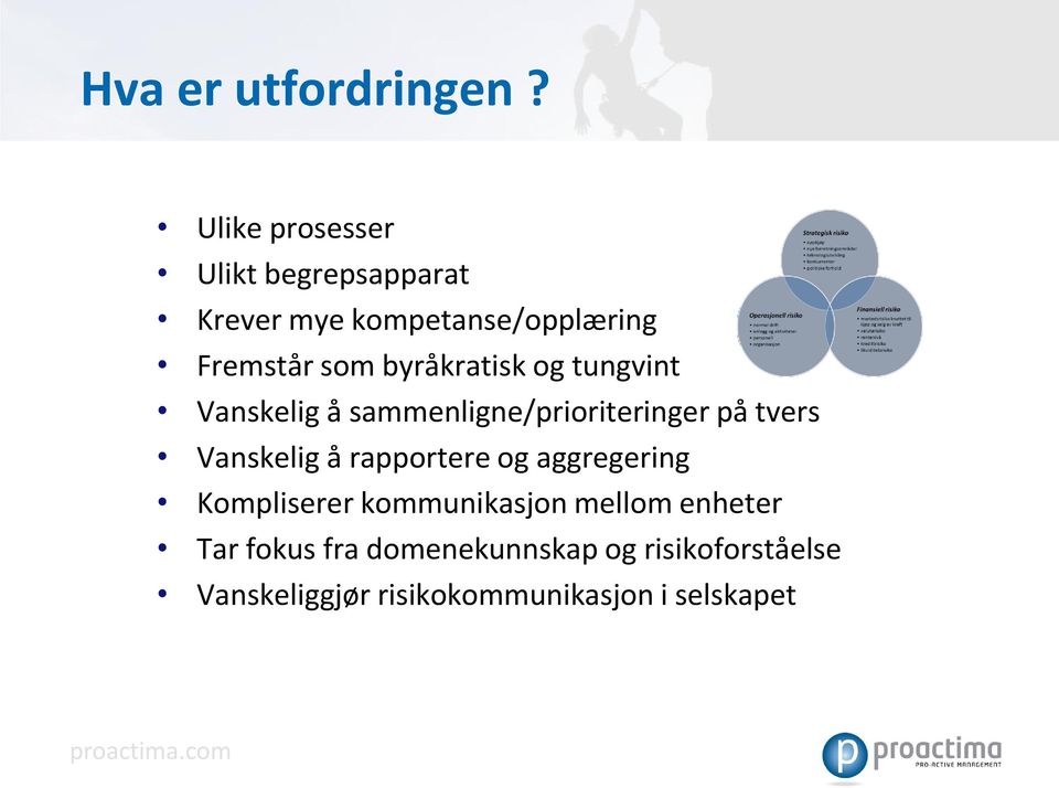 byråkratisk og tungvint Vanskelig å sammenligne/prioriteringer på tvers Vanskelig å