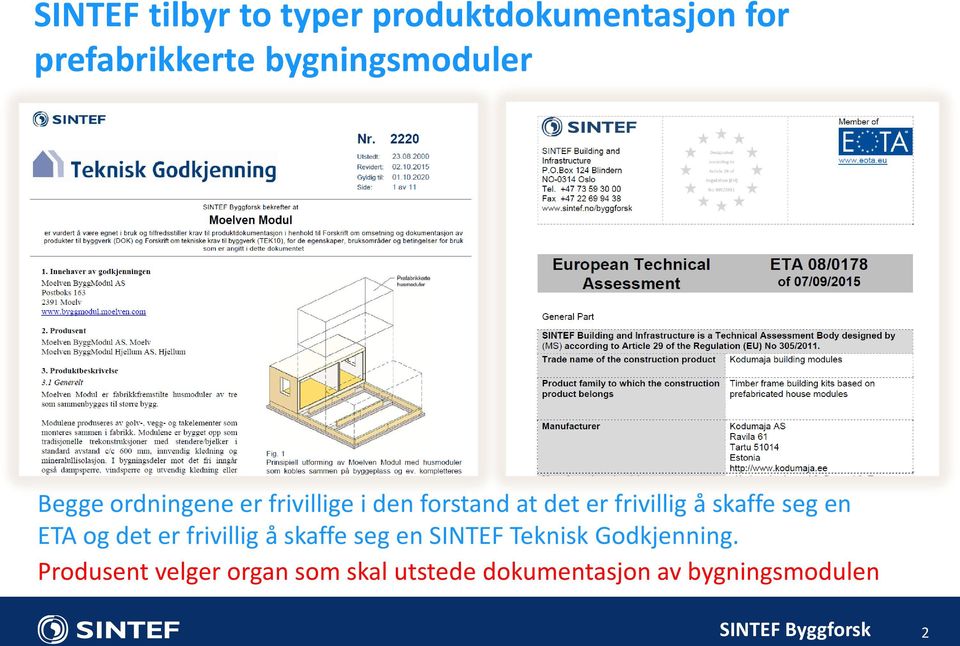 frivillig å skaffe seg en ETA og det er frivillig å skaffe seg en SINTEF