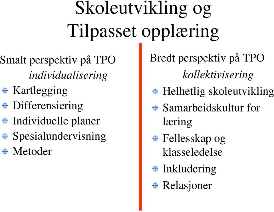 Spesialundervisning Metoder Bredt perspektiv på TPO kollektivisering