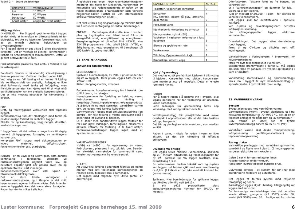 trivselsproblemer. For å oppnå dette er det viktig å sikre tilstrekkelig luftskifte. Det er medtatt en økning i luftmengder i forhold til Arbeidstilsynets minimumskrav.