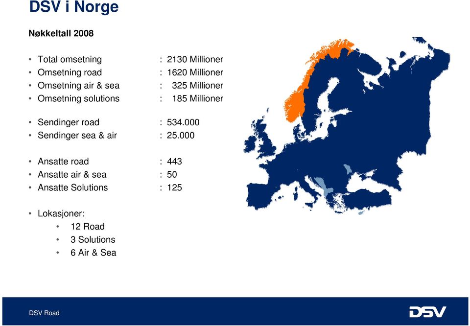 Millioner Sendinger road : 534.000 Sendinger sea & air : 25.