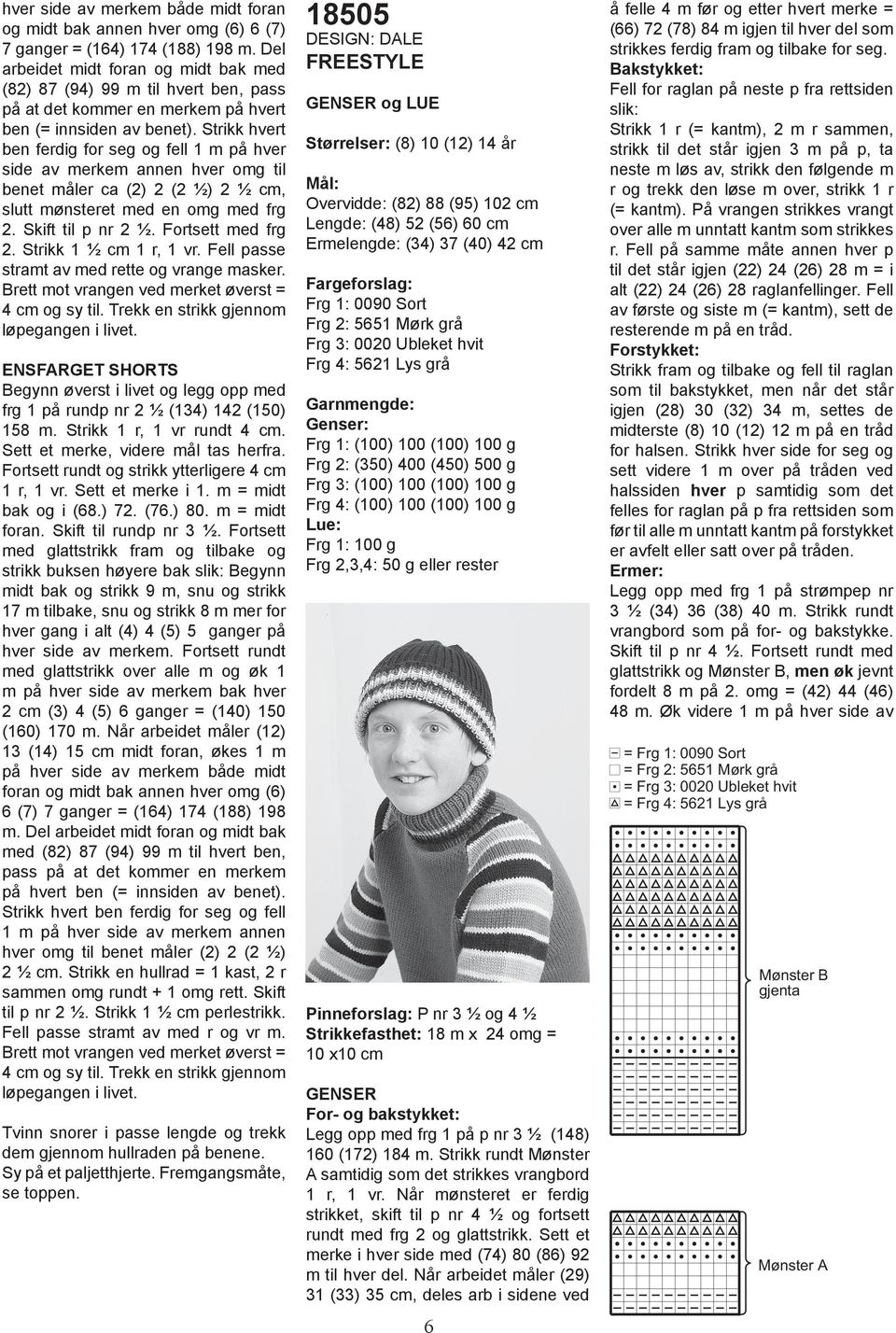 Strikk hvert ben ferdig for seg og fell 1 m på hver side av merkem annen hver omg til benet måler ca (2) 2 (2 ½) 2 ½ cm, slutt mønsteret med en omg med frg 2. Skift til p nr 2 ½. Fortsett med frg 2.