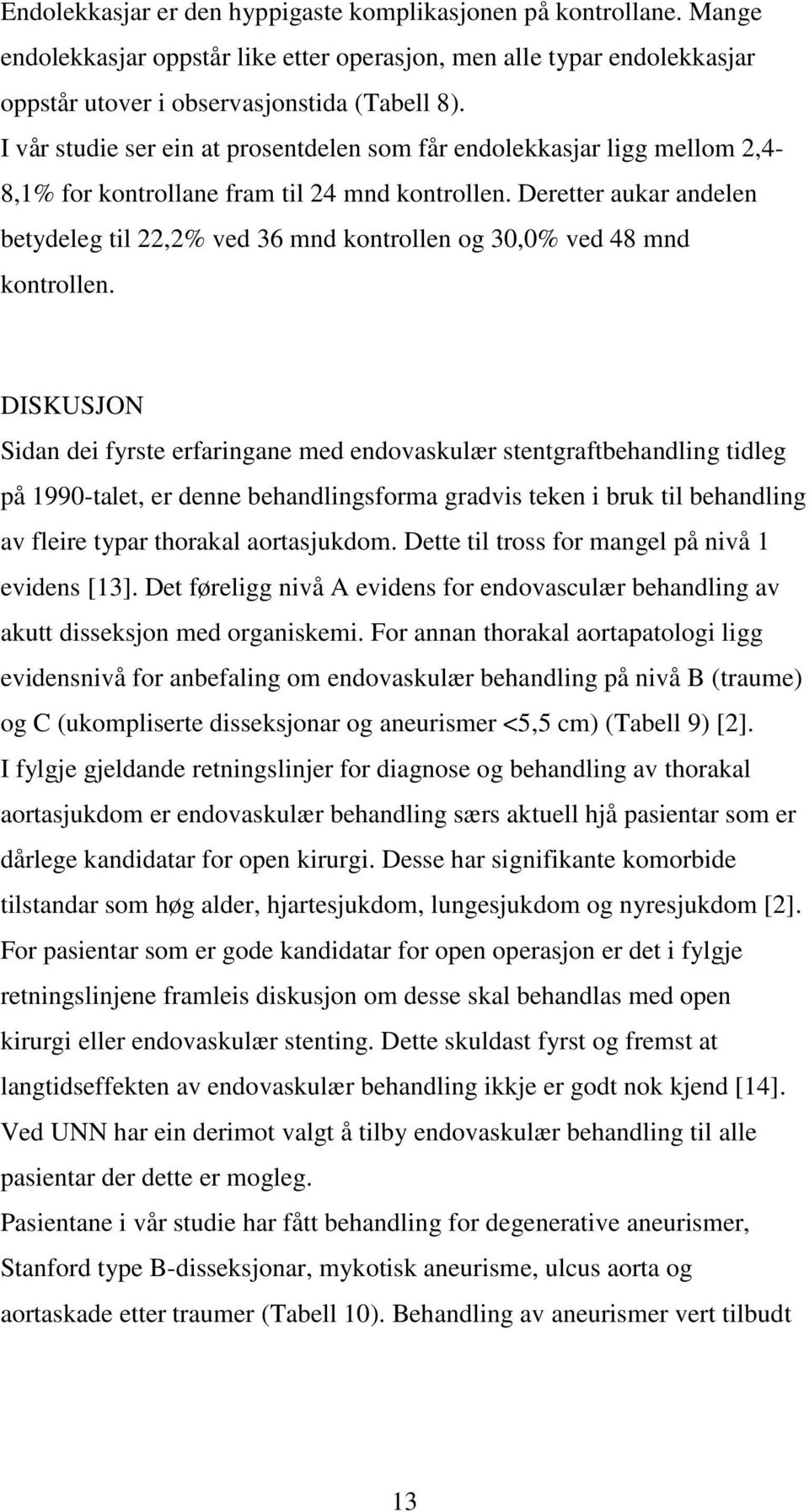 Deretter aukar andelen betydeleg til 22,2% ved 36 mnd kontrollen og 30,0% ved 48 mnd kontrollen.