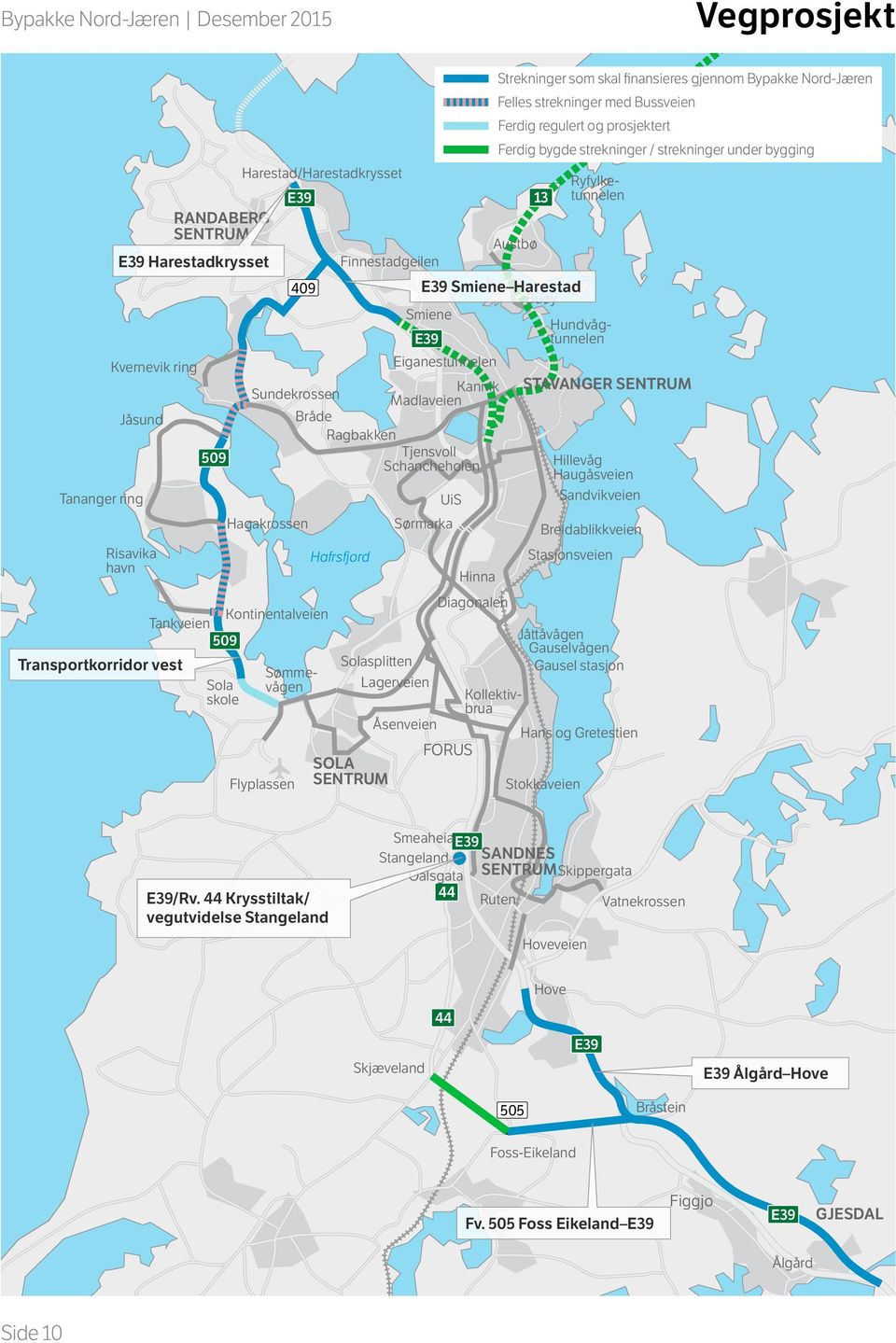 Nord-Jæren Felles strekninger med Bussveien Ferdig regulert og prosjektert Ferdig bygde strekninger / strekninger under bygging STAVANGER Hillevåg Haugåsveien Sandvikveien Breidablikkveien