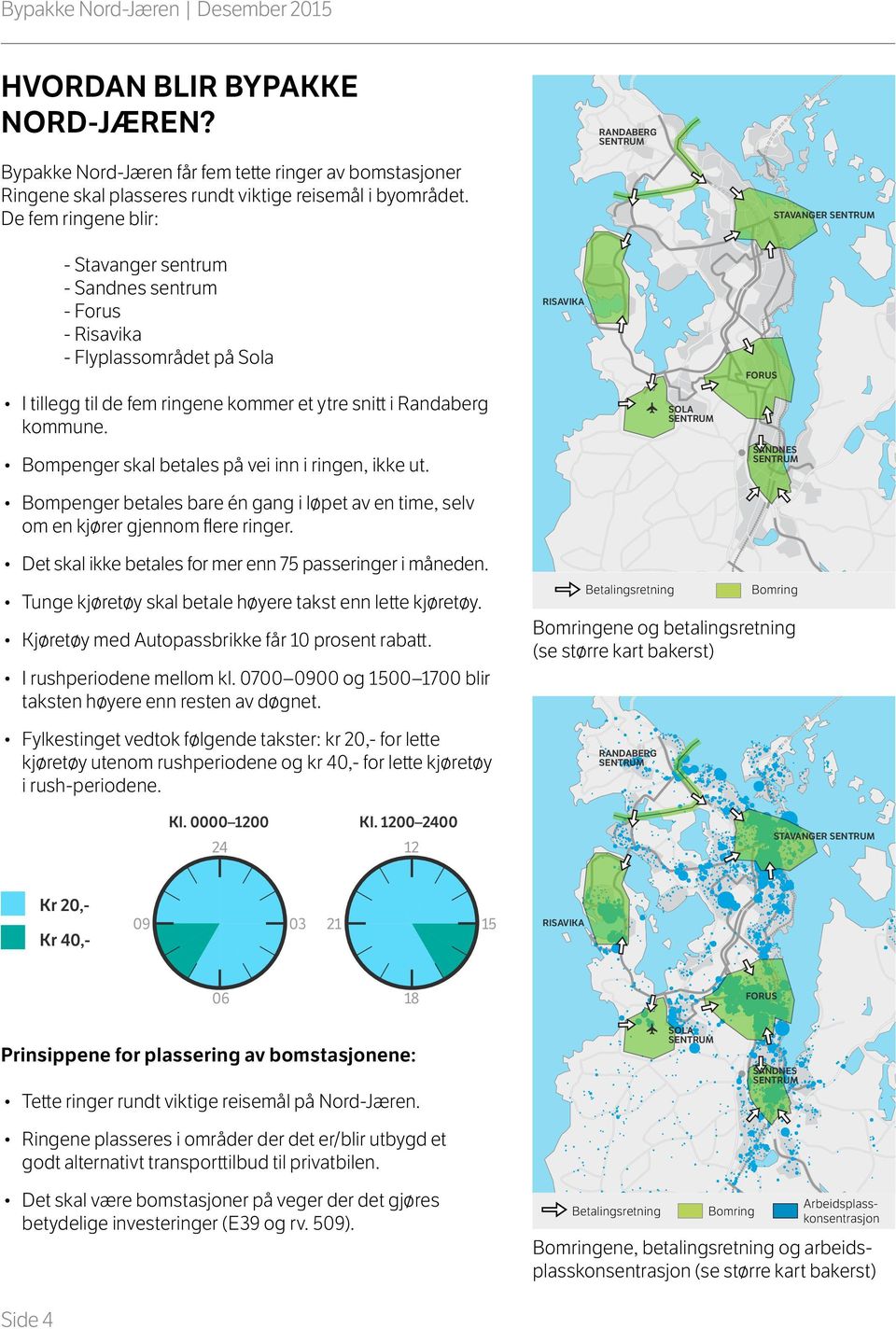 Bompenger skal betales på vei inn i ringen, ikke ut. Bompenger betales bare én gang i løpet av en time, selv om en kjører gjennom flere ringer.