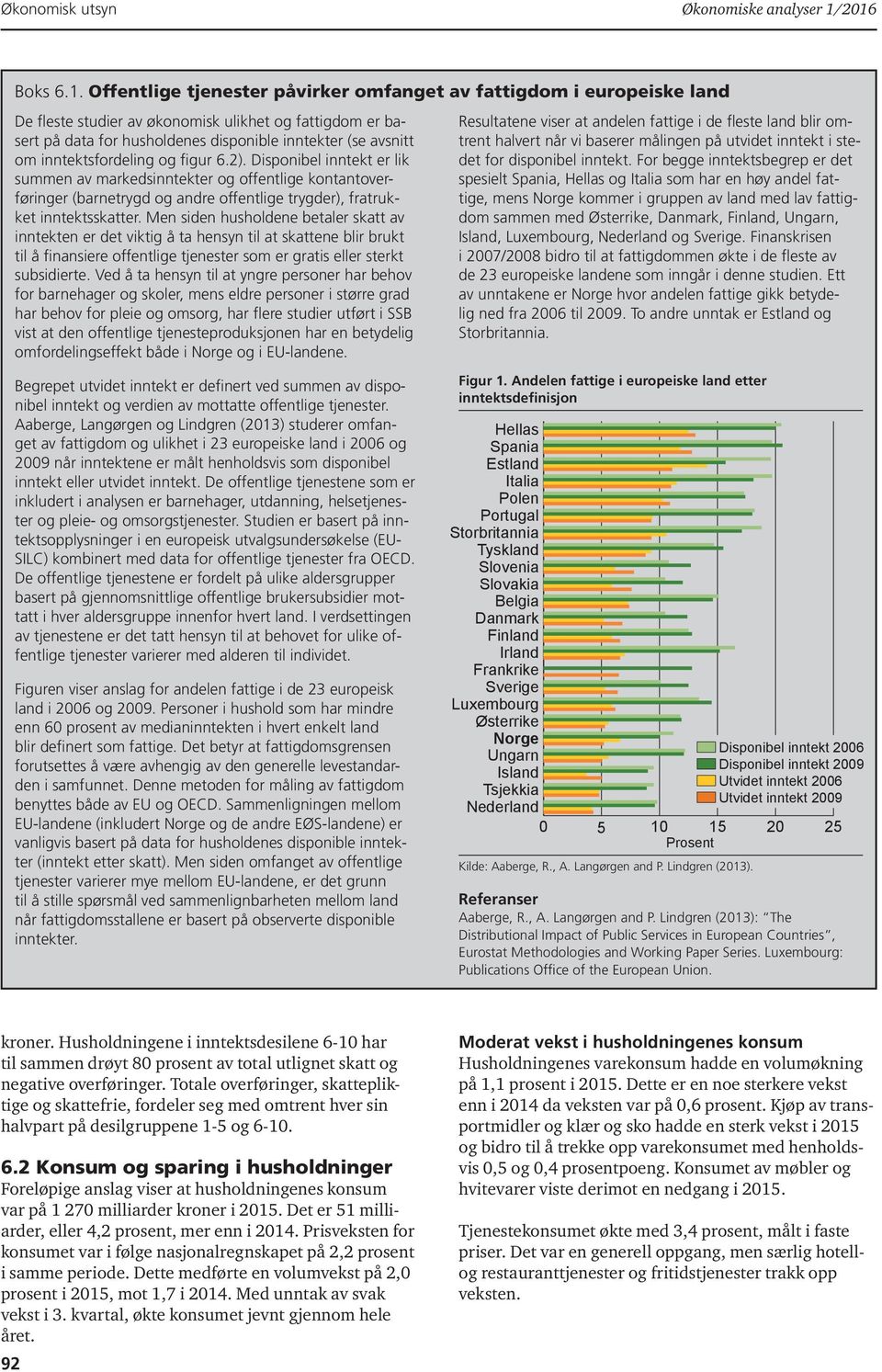 avsnitt om inntektsfordeling og figur 6.2). Disponibel inntekt er lik summen av markedsinntekter og offentlige kontantoverføringer (barnetrygd og andre offentlige trygder), fratrukket inntektsskatter.