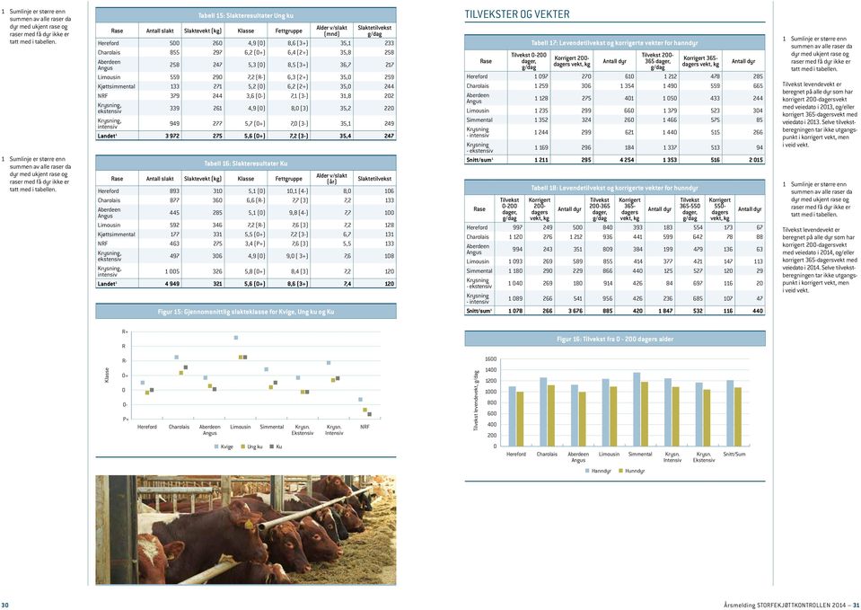 (O-) 7,1 (3-) 31,8 22 ekstensiv 339 261 4,9 (O) 8, (3) 35,2 22 intensiv 949 277 5,7 (O+) 7, (3-) 35,1 249 Landet 1 3 972 275 5,6 (O+) 7,2 (3-) 35,4 247 Tabell 16: Slakteresultater Ku Rase slakt