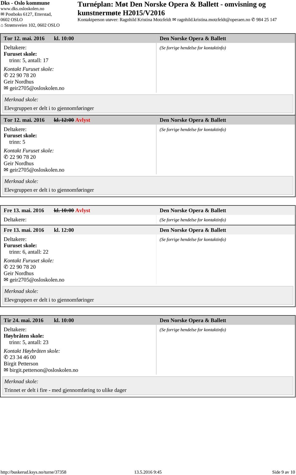 no Tir 24. mai. 2016 kl. 10:00 Den Norske Opera & Ballett Høybråten skole: trinn: 5, antall: 23 Kontakt Høybråten skole: 23 34 46 00 Birgit Petterson birgit.petterson@osloskolen.