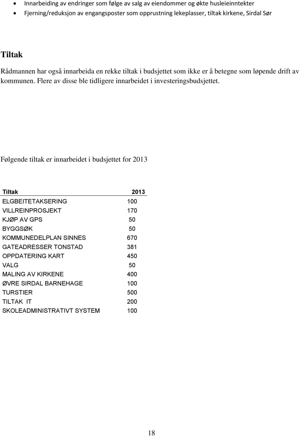 Flere av disse ble tidligere innarbeidet i investeringsbudsjettet.