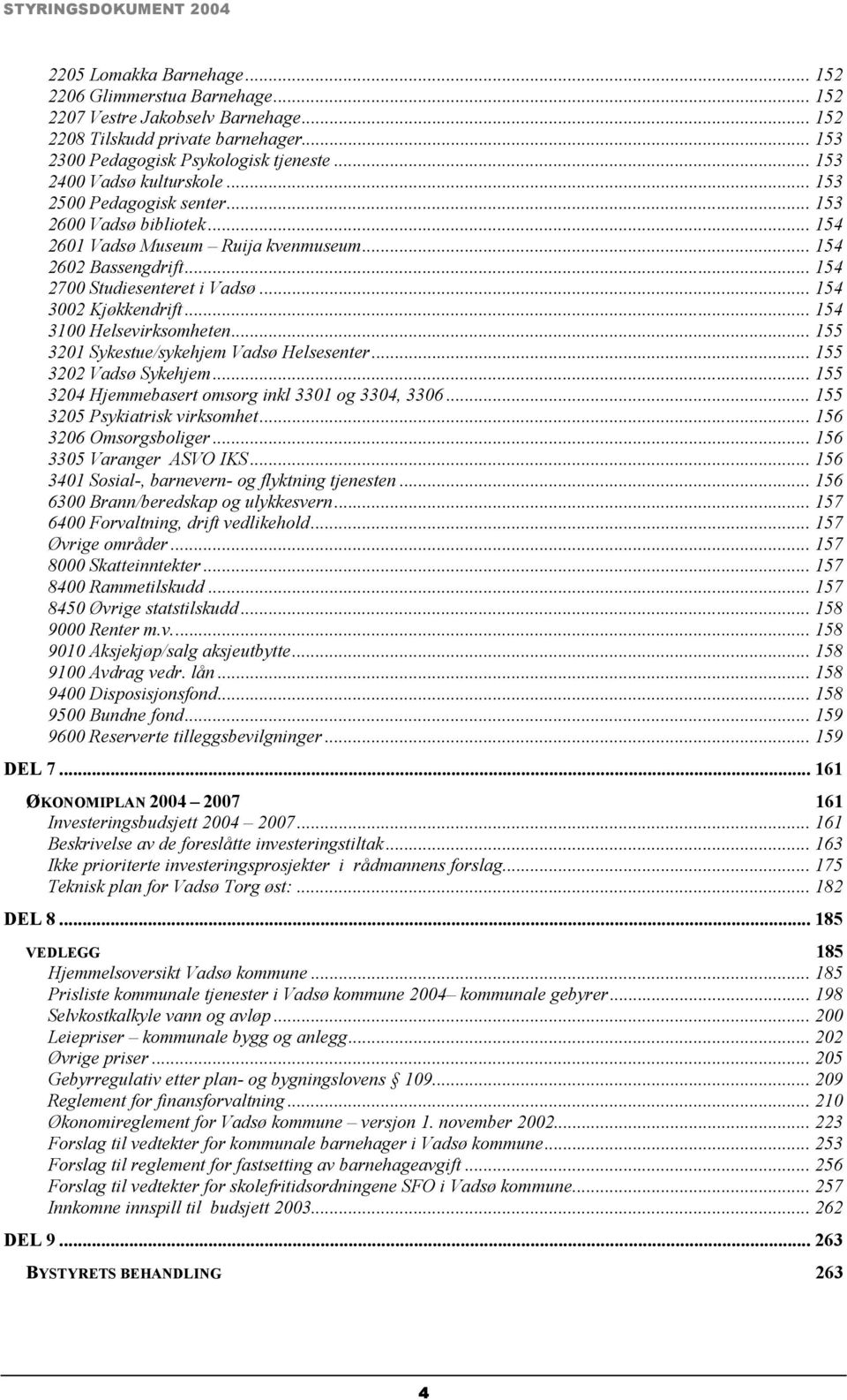 .. 154 3002 Kjøkkendrift... 154 3100 Helsevirksomheten... 155 3201 Sykestue/sykehjem Vadsø Helsesenter... 155 3202 Vadsø Sykehjem... 155 3204 Hjemmebasert omsorg inkl 3301 og 3304, 3306.