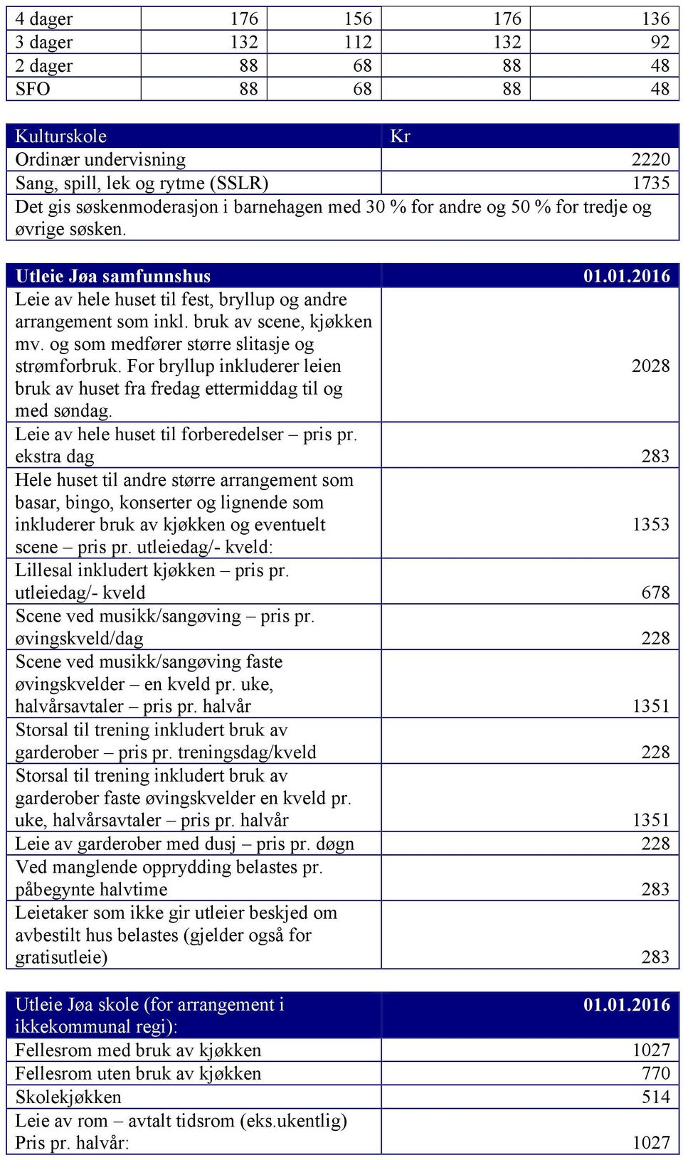 og som medfører større slitasje og strømforbruk. For bryllup inkluderer leien 2028 bruk av huset fra fredag ettermiddag til og med søndag. Leie av hele huset til forberedelser pris pr.