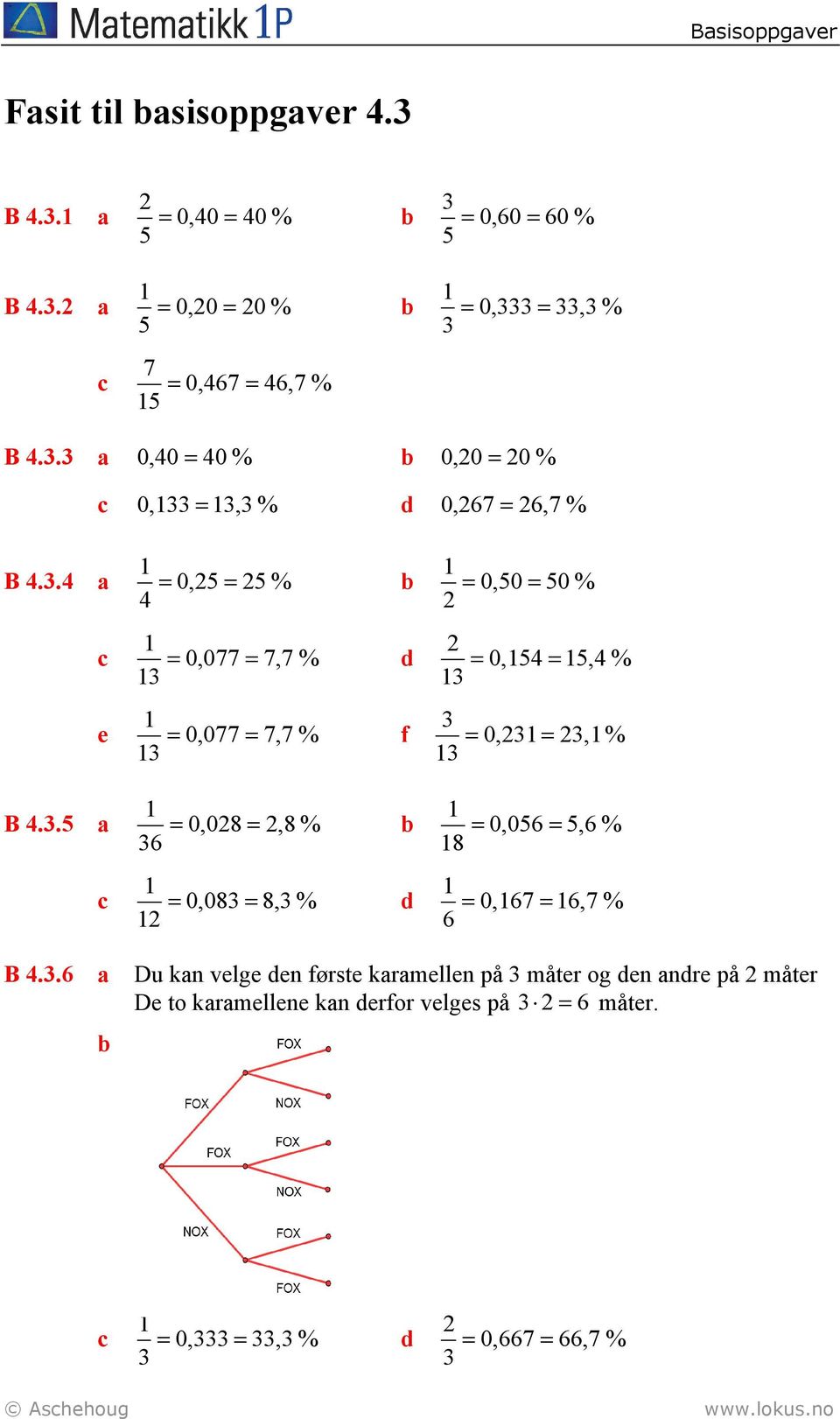 36 = = b 0,056 5,6 % 8 = = 0,083 8,3 % 2 = = d 0,67 6,7 % 6 = = Du kan velge den første karamellen på 3 måter og den andre på 2 måter De to karamellene