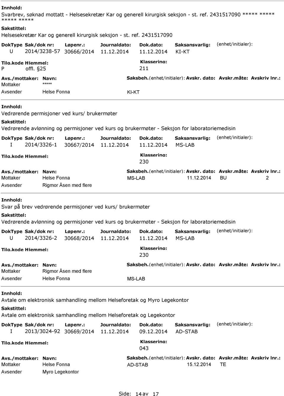 : K-KT Vedrørende permisjoner ved kurs/ brukermøter Vedrørende avlønning og permisjoner ved kurs og brukermøter - Seksjon for laboratoriemedisin 2014/3326-1 30667/2014 MS-LAB 230 Avs.