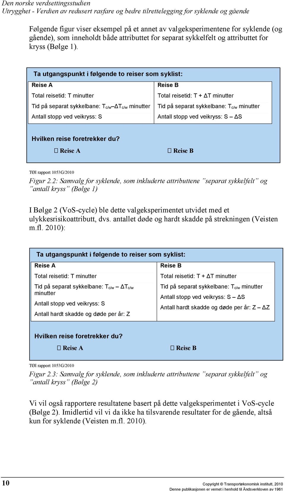 minutter Tid på separat sykkelbane: T c/w minutter Antall stopp ved veikryss: S ΔS Hvilken reise foretrekker du? Reise A Reise B Figur 2.